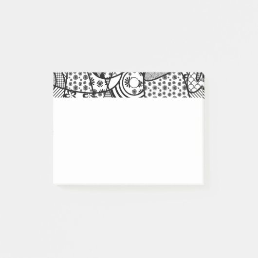 Schwarzes u. weißes Muster-Patchwork 02 Post-it Klebezettel (Vorderseite)