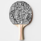 Schwarzes u. weißes Muster-Patchwork 02 Tischtennis Schläger (Rückseite)