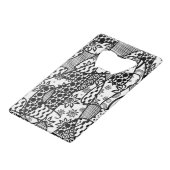 Schwarzes u. weißes Muster-Patchwork 03 Geldbeutel Flaschenöffner (Rückseite Schrägansicht)