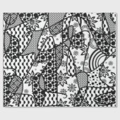 Schwarzes u. weißes Muster-Patchwork 03 Geschenkpapier (Flach)