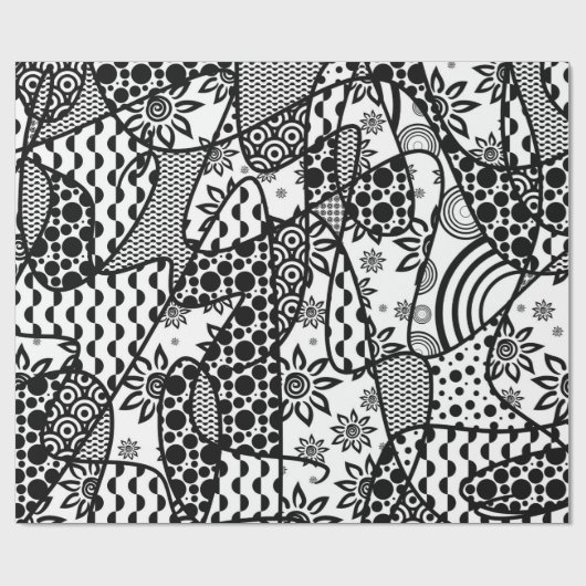 Schwarzes u. weißes Muster-Patchwork 03 Geschenkpapier (Flach)