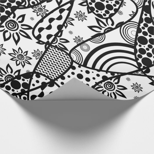 Schwarzes u. weißes Muster-Patchwork 03 Geschenkpapier (Ecke)