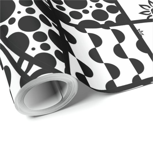 Schwarzes u. weißes Muster-Patchwork 03 Geschenkpapier (Rolleneckpunkt)
