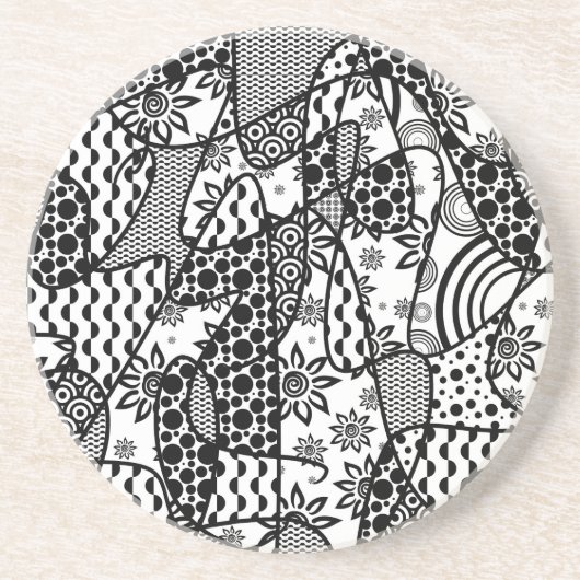 Schwarzes u. weißes Muster-Patchwork 03 Getränkeuntersetzer (Vorne)
