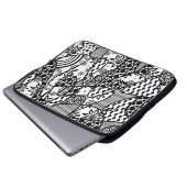 Schwarzes u. weißes Muster-Patchwork 03 Laptopschutzhülle (Vorne Knopf)