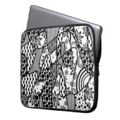 Schwarzes u. weißes Muster-Patchwork 03 Laptopschutzhülle (Vorderseite Links)