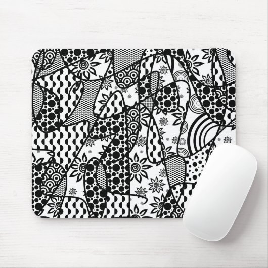Schwarzes u. weißes Muster-Patchwork 03 Mousepad (Mit Mouse)