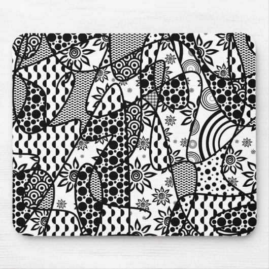 Schwarzes u. weißes Muster-Patchwork 03 Mousepad (Vorne)