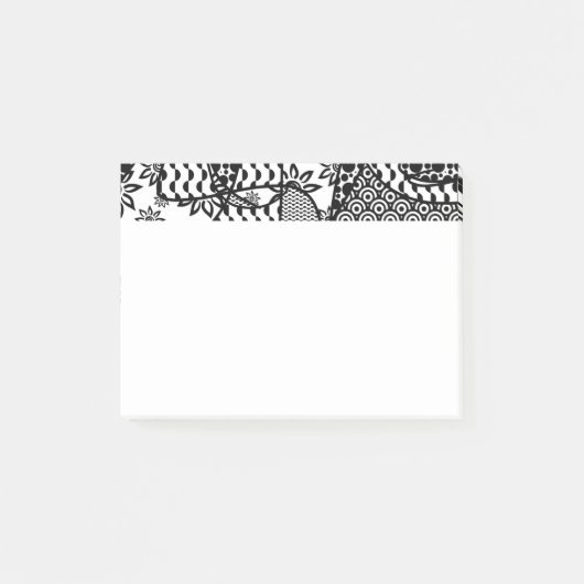 Schwarzes u. weißes Muster-Patchwork 03 Post-it Klebezettel (Vorderseite)