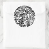 Schwarzes u. weißes Muster-Patchwork 03 Runder Aufkleber (Tasche)