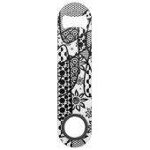 Schwarzes u. weißes Muster-Patchwork 03 Speed Flaschenöffner (Rückseite)