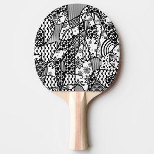 Schwarzes u. weißes Muster-Patchwork 03 Tischtennis Schläger