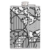 Schwarzes u. weißes Muster-Patchwork 04 Flachmann (Rückseite)