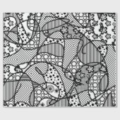 Schwarzes u. weißes Muster-Patchwork 04 Geschenkpapier (Flach)