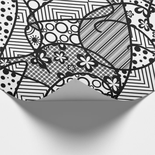 Schwarzes u. weißes Muster-Patchwork 04 Geschenkpapier (Ecke)