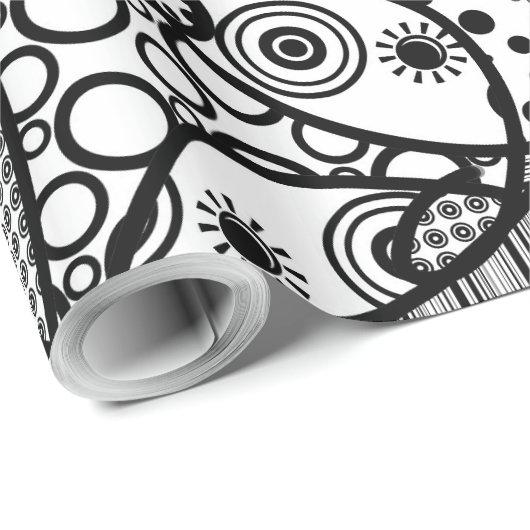 Schwarzes u. weißes Muster-Patchwork 04 Geschenkpapier (Rolleneckpunkt)