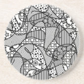 Schwarzes u. weißes Muster-Patchwork 04 Getränkeuntersetzer (Vorne)