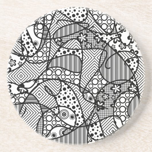 Schwarzes u. weißes Muster-Patchwork 04 Getränkeuntersetzer (Vorne)