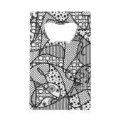 Schwarzes u. weißes Muster-Patchwork 04 Kreditkarten Flaschenöffner (Rückseite)