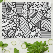 Schwarzes u. weißes Muster-Patchwork 04 Küchentuch (Gefaltet)