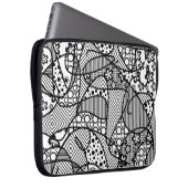 Schwarzes u. weißes Muster-Patchwork 04 Laptopschutzhülle (Vorne Rechts)