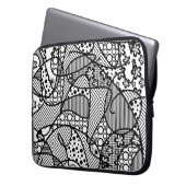 Schwarzes u. weißes Muster-Patchwork 04 Laptopschutzhülle (Vorderseite Links)