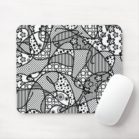 Schwarzes u. weißes Muster-Patchwork 04 Mousepad (Mit Mouse)