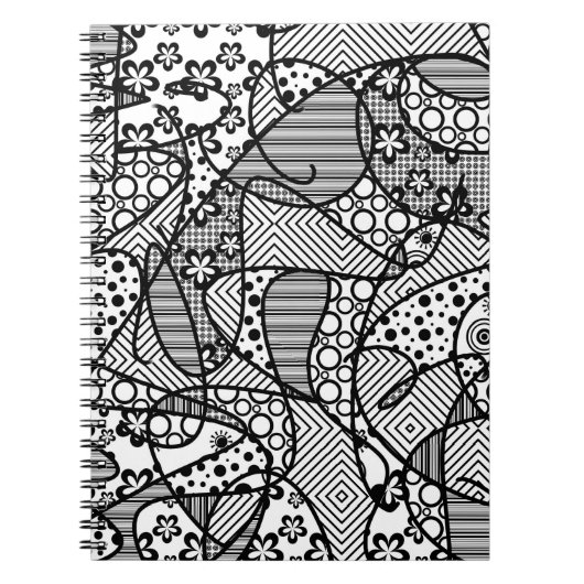 Schwarzes u. weißes Muster-Patchwork 04 Notizblock (Vorderseite)