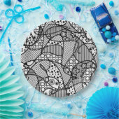 Schwarzes u. weißes Muster-Patchwork 04 Pappteller (Party)