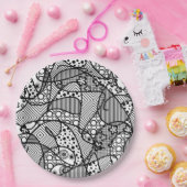 Schwarzes u. weißes Muster-Patchwork 04 Pappteller (Party)