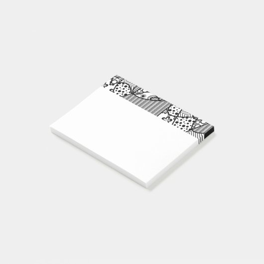 Schwarzes u. weißes Muster-Patchwork 04 Post-it Klebezettel (angewinkelt)