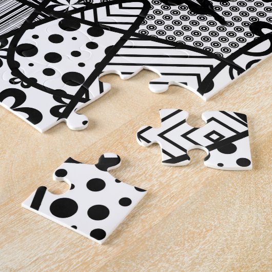 Schwarzes u. weißes Muster-Patchwork 04 Puzzle (Seite)