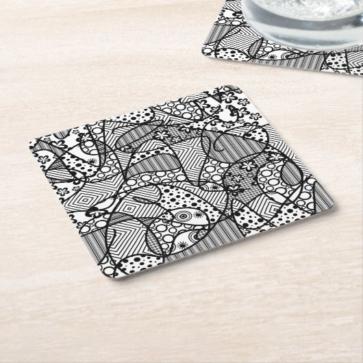 Schwarzes u. weißes Muster-Patchwork 04 Rechteckiger Pappuntersetzer (angewinkelt)