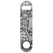 Schwarzes u. weißes Muster-Patchwork 04 Speed Flaschenöffner (Rückseite)