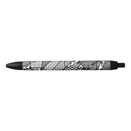 Schwarzes u. weißes Muster-Patchwork 05 Kugelschreiber (Vorderseite)