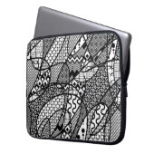 Schwarzes u. weißes Muster-Patchwork 05 Laptopschutzhülle (Vorderseite Links)