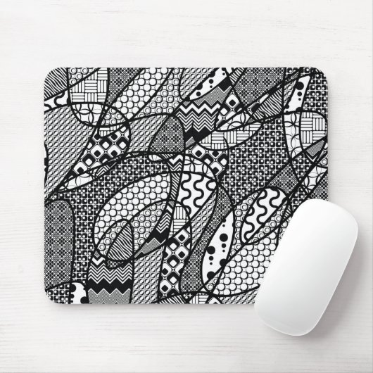 Schwarzes u. weißes Muster-Patchwork 05 Mousepad (Mit Mouse)