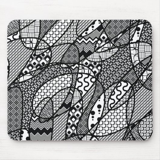 Schwarzes u. weißes Muster-Patchwork 05 Mousepad (Vorne)