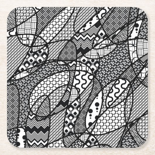 Schwarzes u. weißes Muster-Patchwork 05 Rechteckiger Pappuntersetzer (Vorderseite)
