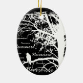 Schwarzes u. weißes Negativ Raven Nevermore Keramik Ornament (Hinten)