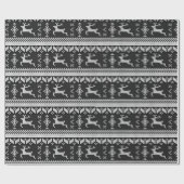 Schwarzes u. weißes nordisches Art-Winter-Ren Geschenkpapier (Flach)
