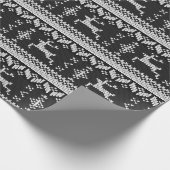 Schwarzes u. weißes nordisches Art-Winter-Ren Geschenkpapier (Ecke)