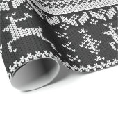 Schwarzes u. weißes nordisches Art-Winter-Ren Geschenkpapier (Rolleneckpunkt)