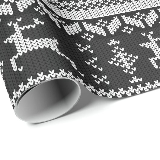 Schwarzes u. weißes nordisches Art-Winter-Ren Geschenkpapier (Rolleneckpunkt)