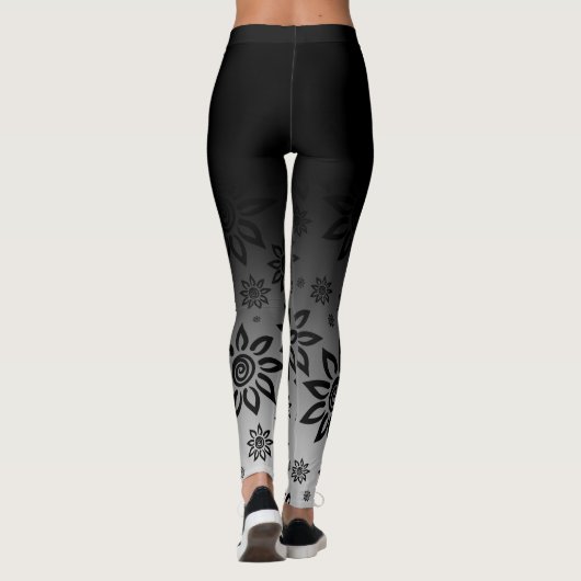 Schwarzes u. weißes Ombre grafisches mit Leggings (Rückseite)