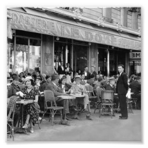 Schwarzes u. weißes Paris-Café Fotodruck
