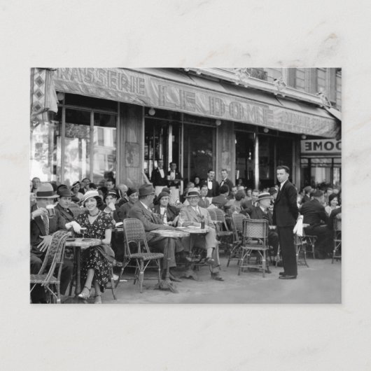 Schwarzes u. weißes Paris-Café Postkarte (Vorderseite)