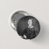 Schwarzes u. weißes Porträt Emily Dickinsons Button (Vorne & Hinten)