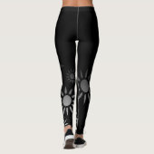 Schwarzes u. weißes Sonnenschein-Blumen-Muster Leggings (Rückseite)