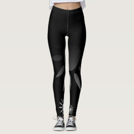 Schwarzes u. weißes Sonnenschein-Blumen-Muster Leggings